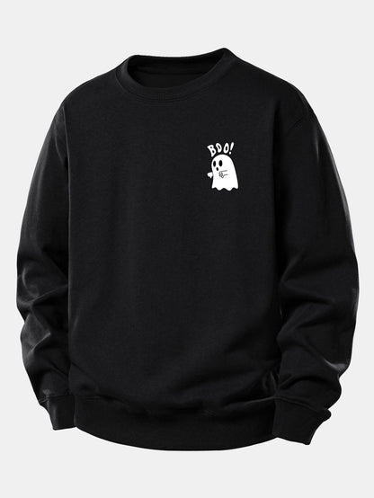 BOO Ghost Print Relaxed Sweatshirt