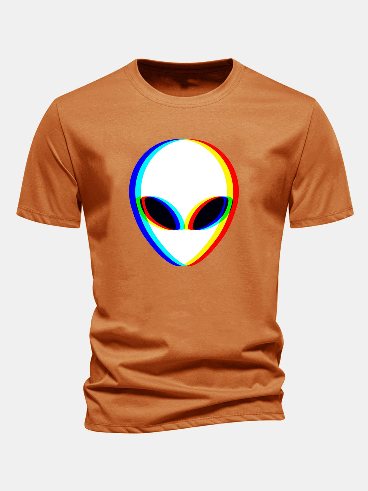 Glitch Alien Print Cotton T-Shirt