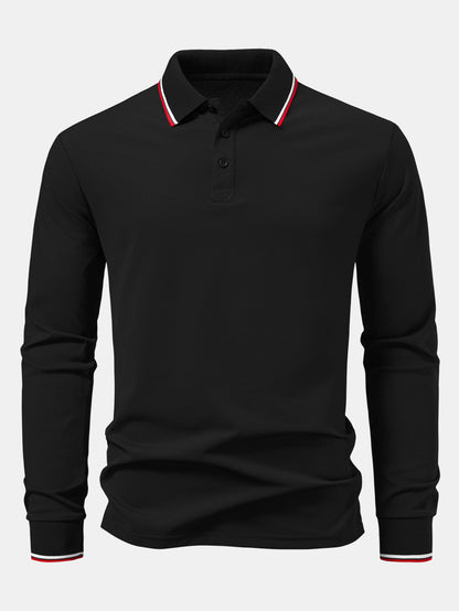 Polos de manga longa com acabamento contrastante