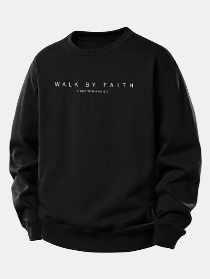 Moletom de caimento confortável com estampa “Walk By Faith”