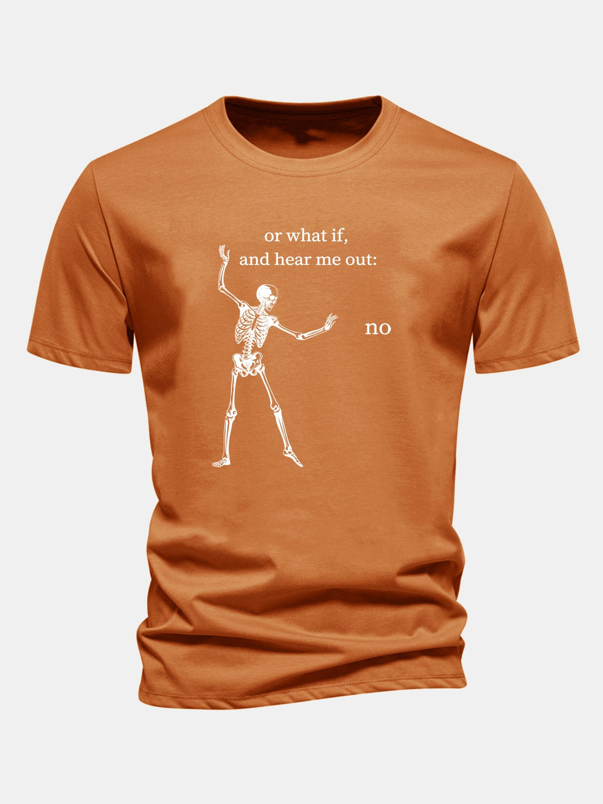 "Listen To What I Have To Say" Skeleton Print Cotton T-Shirt