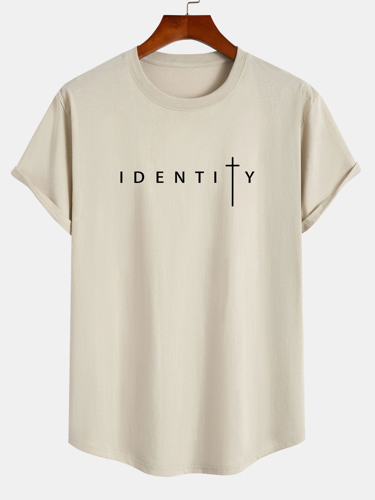 Camiseta de Algodão com Estampa Identity e Barra Curvada