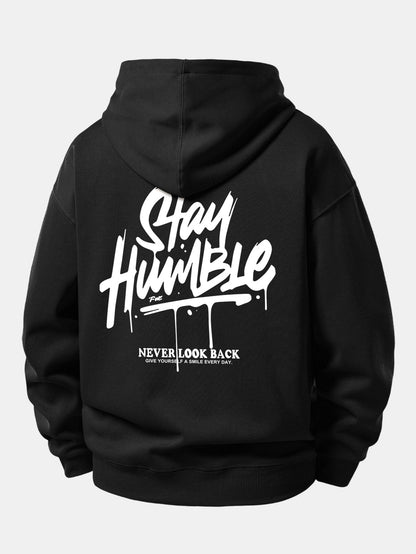 Moletom com capuz de caimento confortável com estampa “Stay Humble”