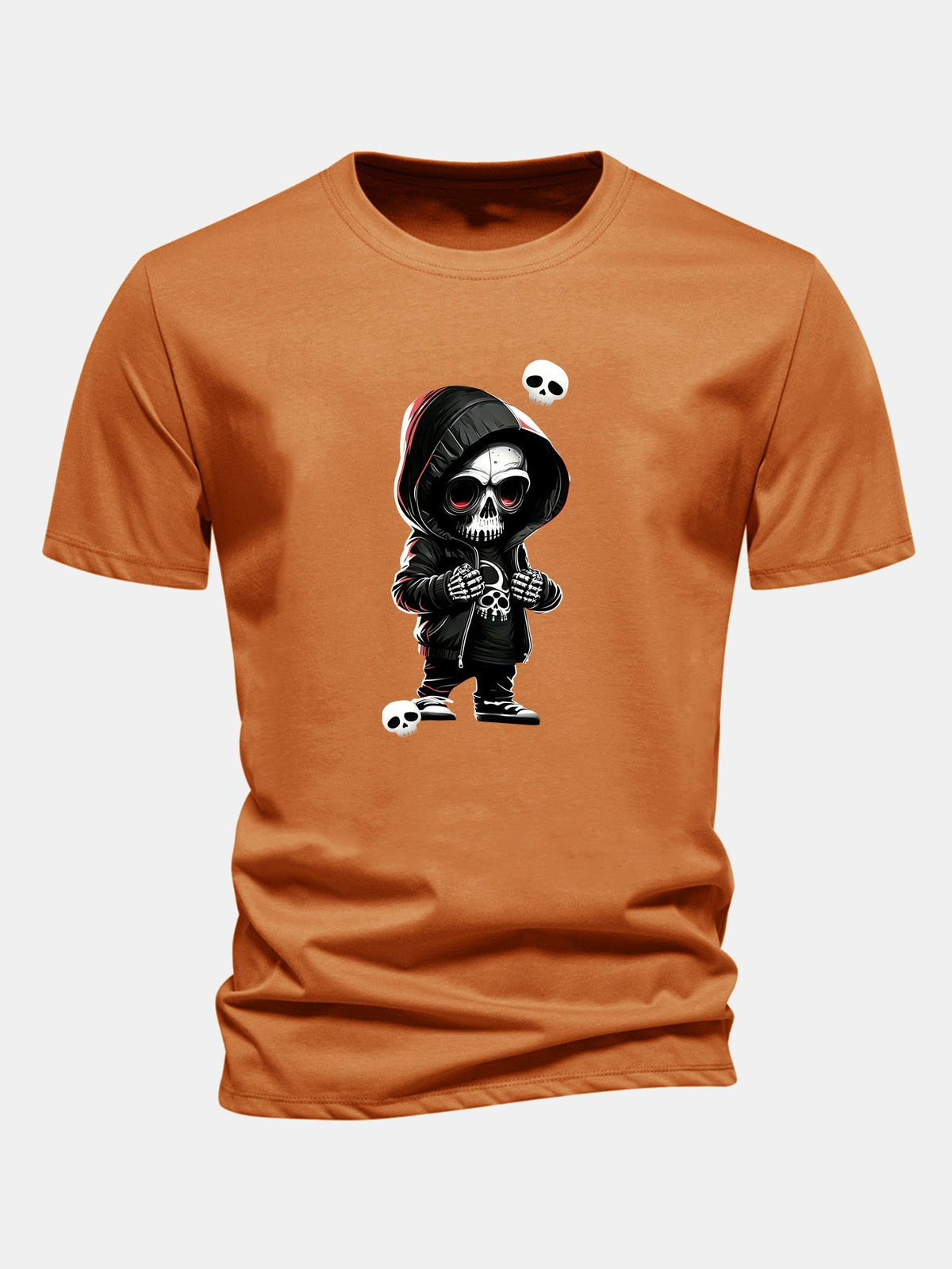 Grim Reaper Skeleton Print Cotton T-Shirt