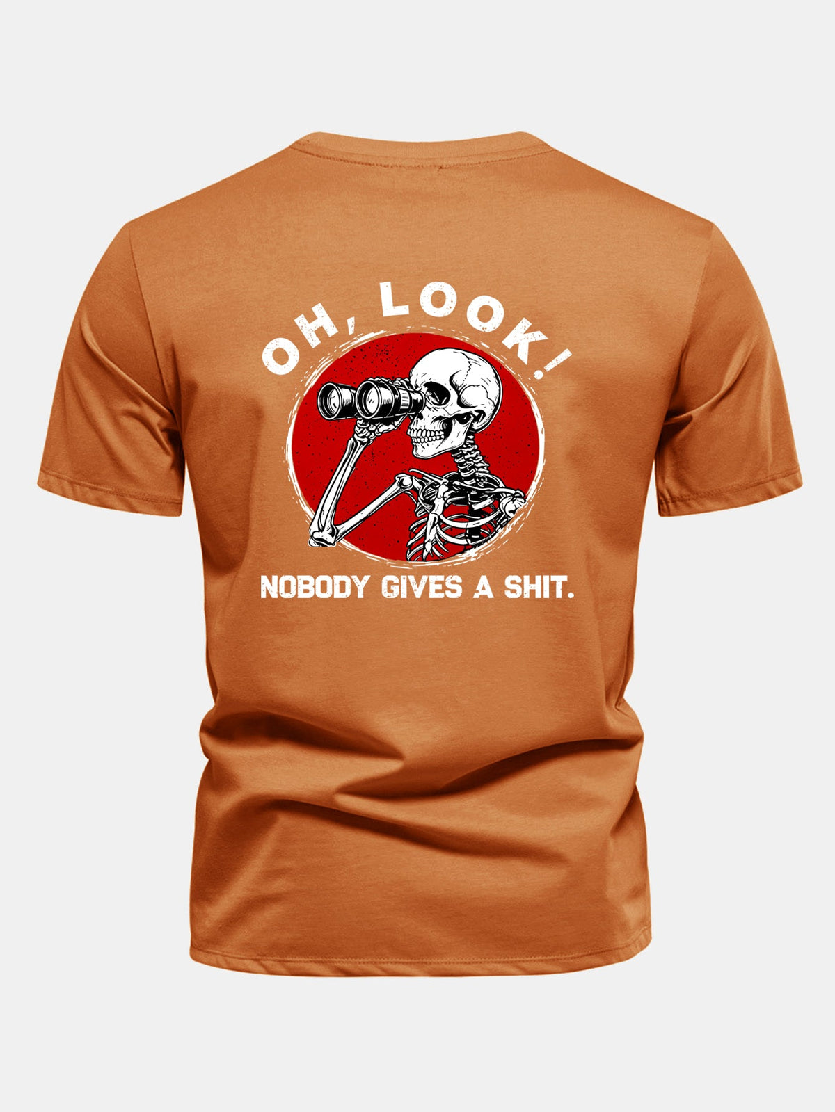 Telescope Skeleton Back Print Cotton T-Shirt