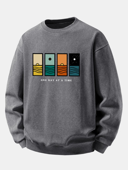 "One Day At A Time" Washed Distressed Sweatshirt