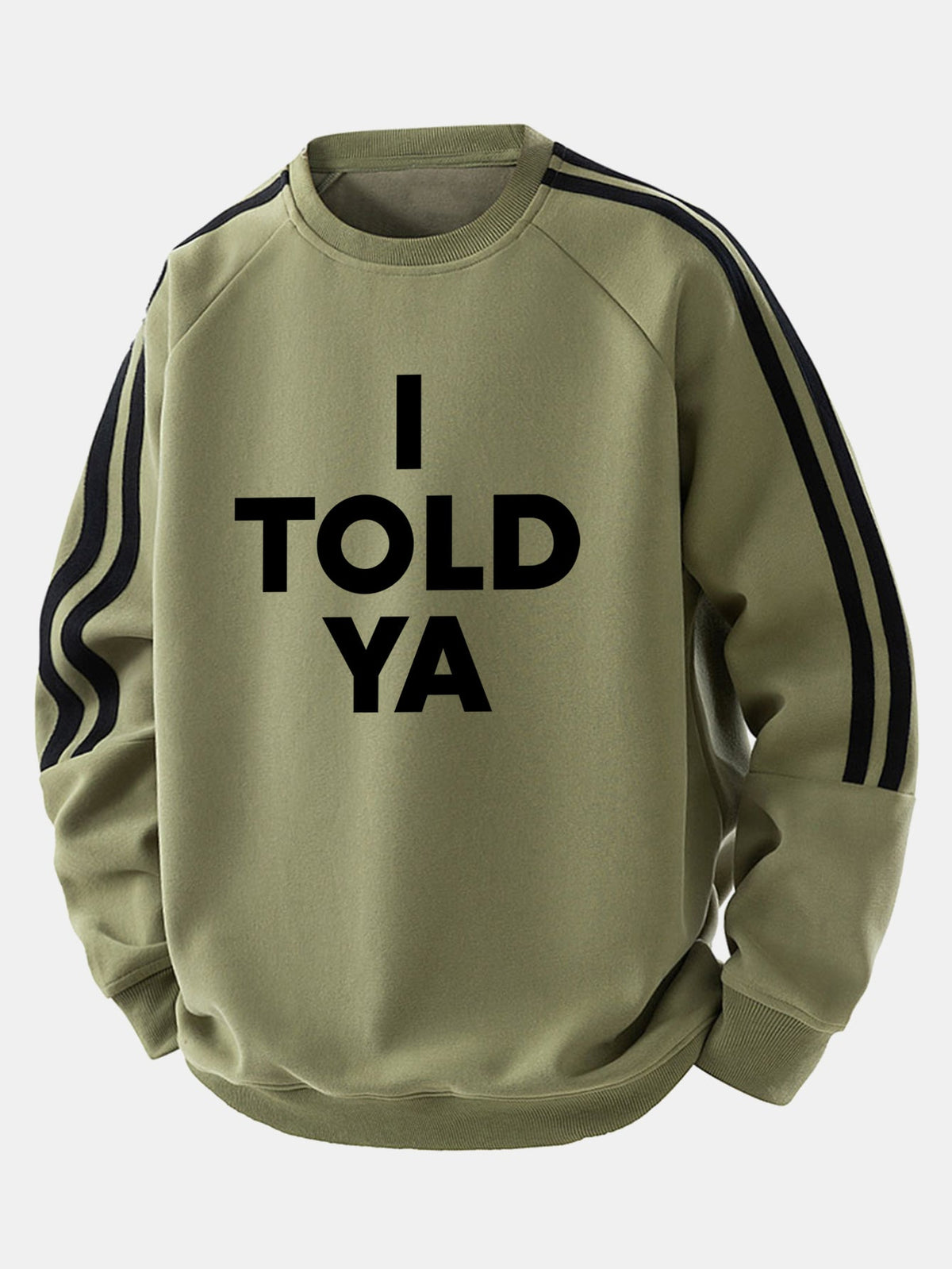 Moletom raglan listrado vintage, de caimento confortável, com estampa “Eu avisei”