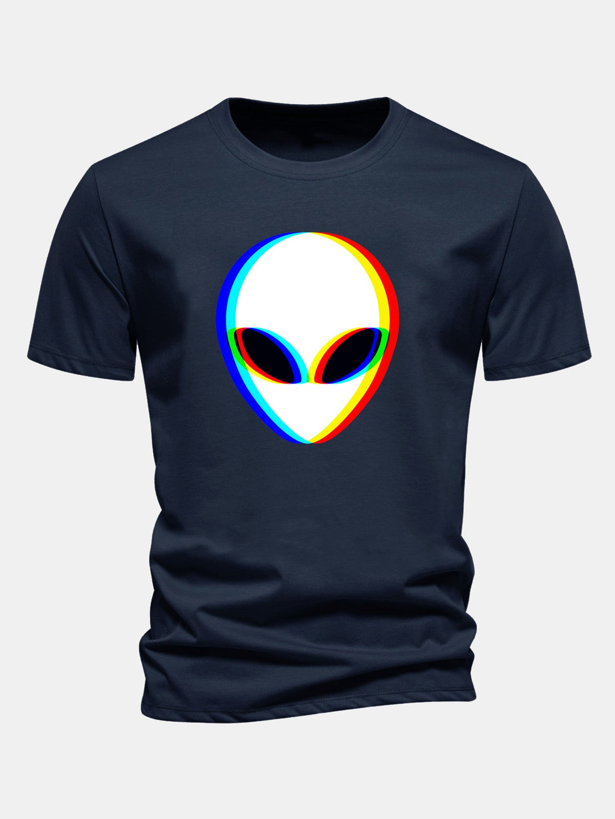 Glitch Alien Print Cotton T-Shirt