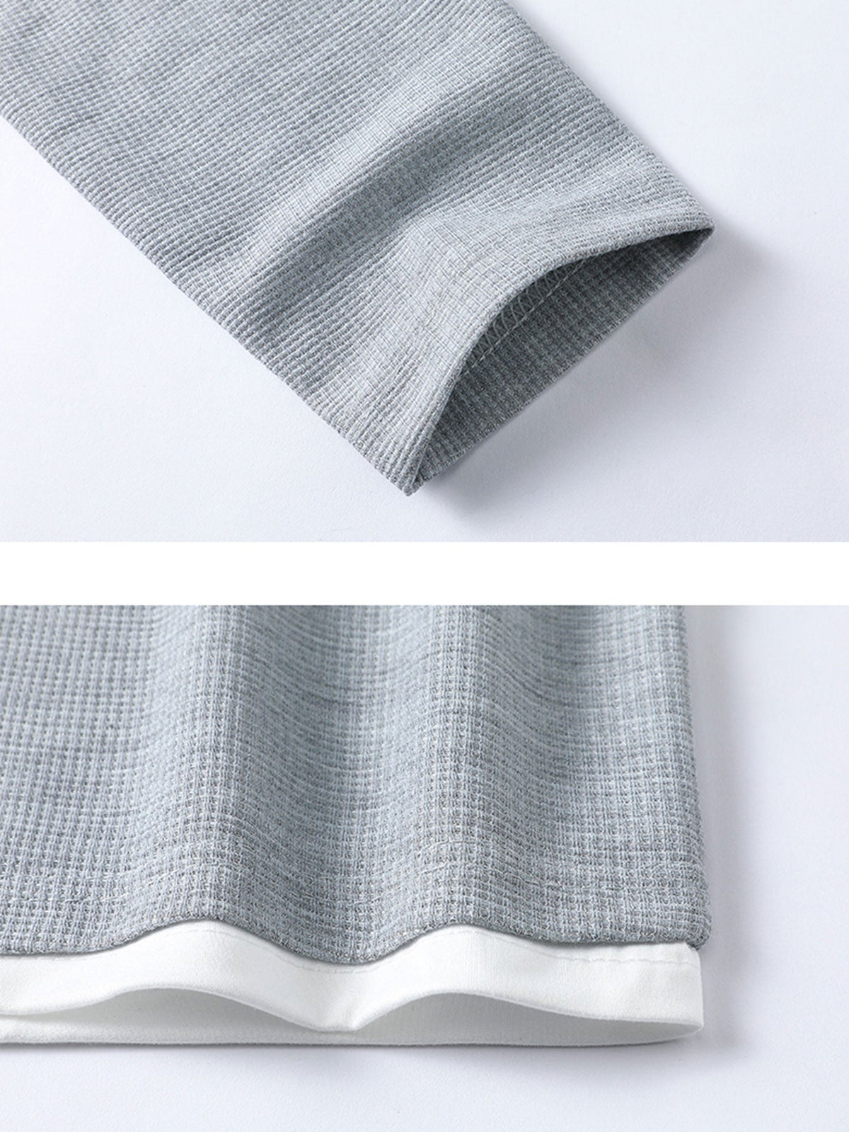 Camiseta 2 em 1 com Mangas Longas e Caimento Relaxado em Textura Waffle