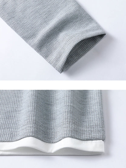 Camiseta 2 em 1 com Mangas Longas e Caimento Relaxado em Textura Waffle