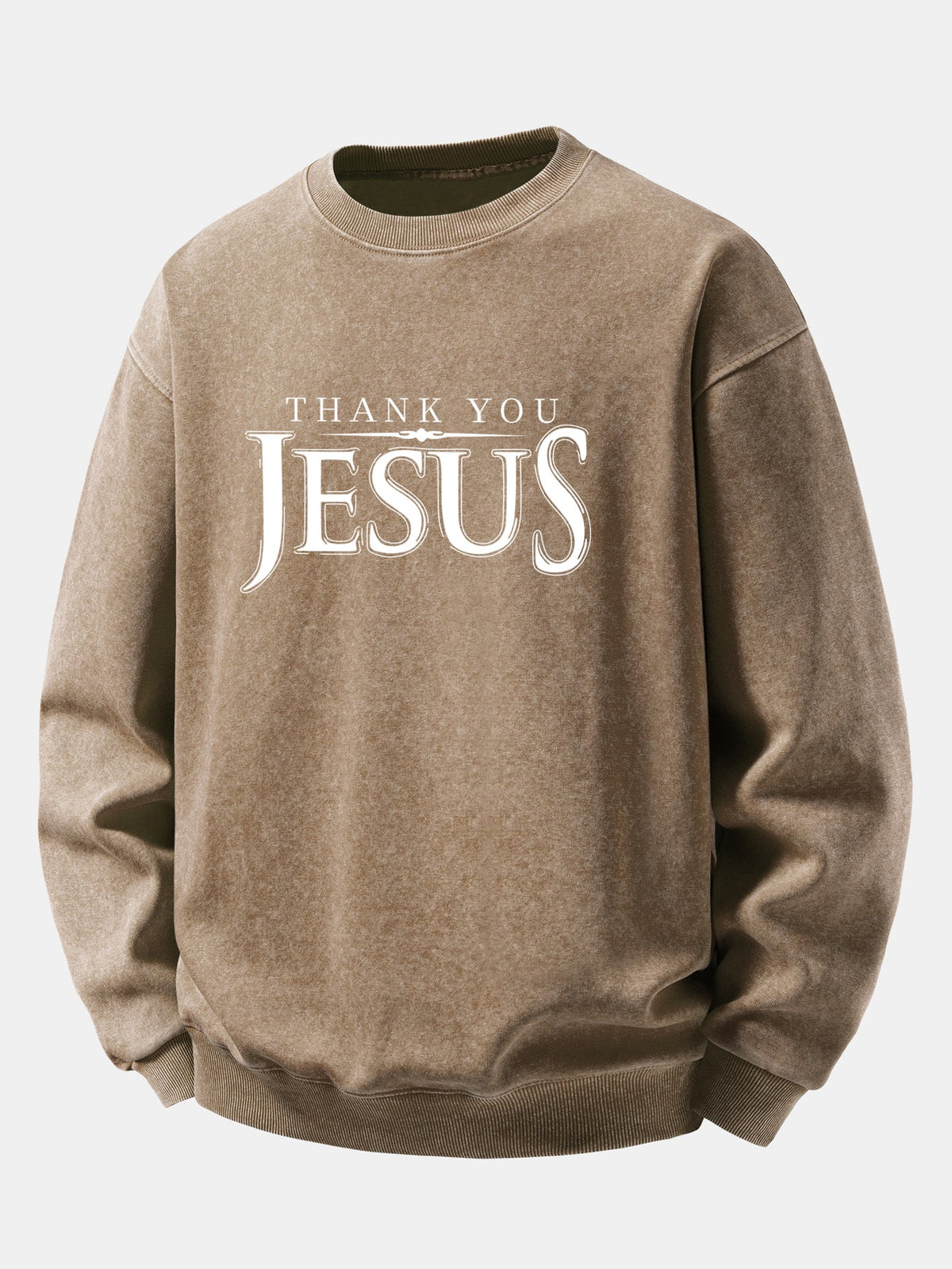 Jesus Print Washed Distressed Sweatshirt