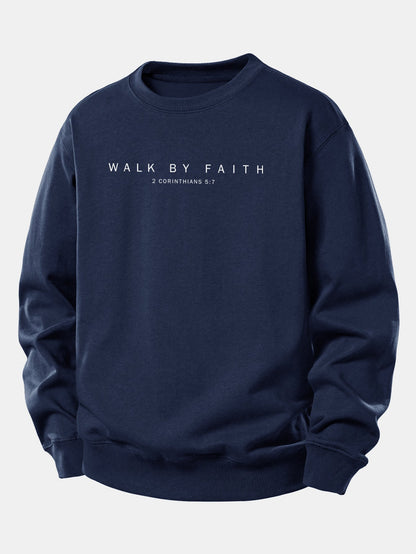 Moletom de caimento confortável com estampa “Walk By Faith”