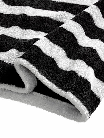 Striped Teddy Fleece Quarter-Zip & Straight Trousers Set