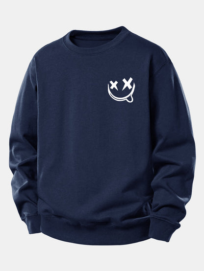 Smiley Print Relaxed Sweatshirt
