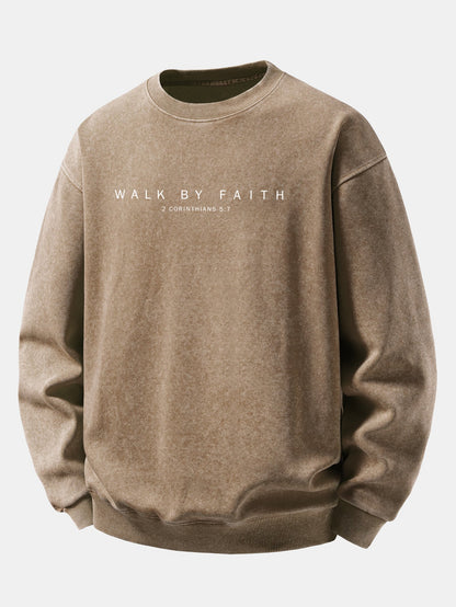 "Walk By Faith" Washed Distressed Sweatshirt
