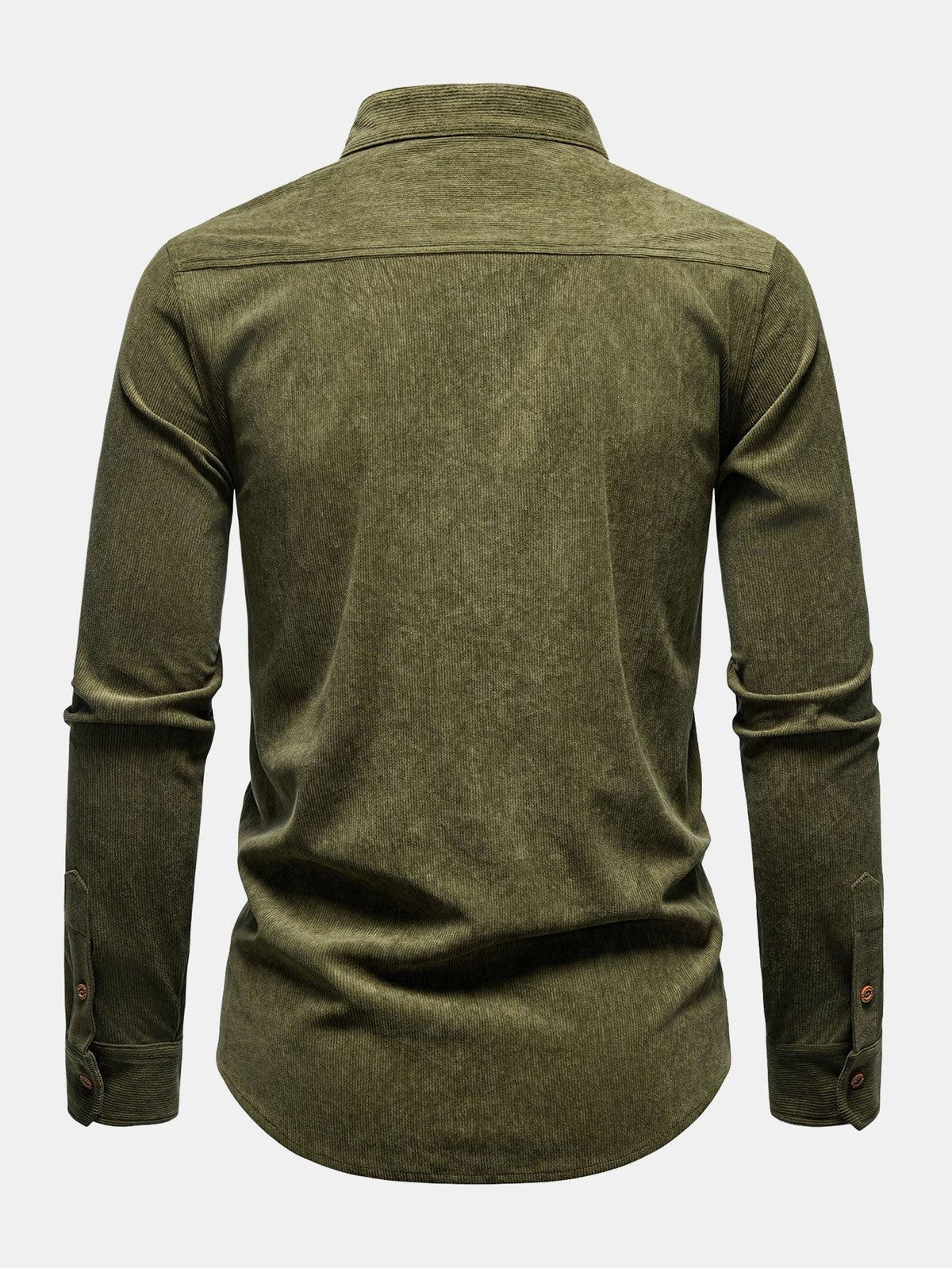 Camisa de veludo cotelê de manga longa com gola alta
