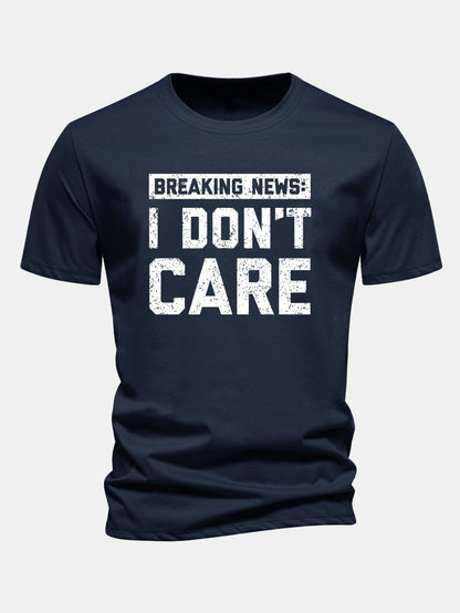 Camiseta de algodão com estampa “Eu não me importo” e corte regular