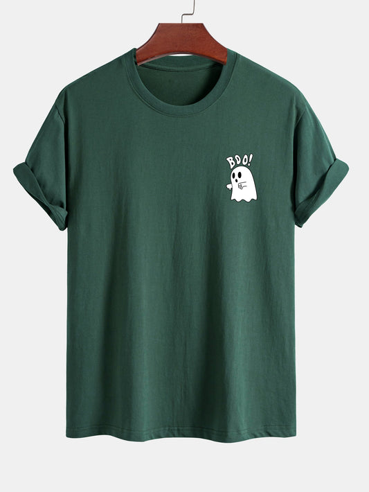 BOO Ghost Print Cotton T-Shirt