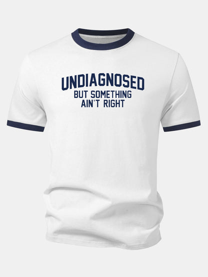 Camiseta com estampa de contraste “Não diagnosticado, mas algo não está certo” Ringer