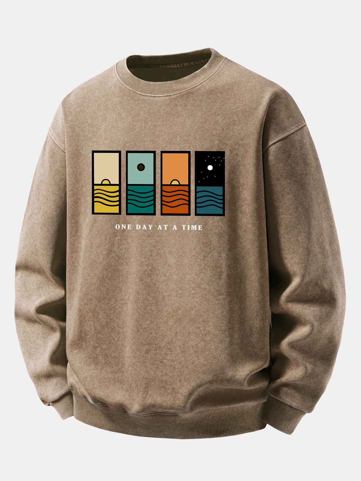 "One Day At A Time" Washed Distressed Sweatshirt