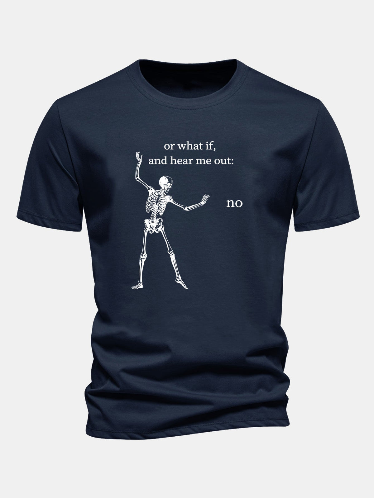 "Listen To What I Have To Say" Skeleton Print Cotton T-Shirt