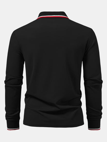 Polos de manga longa com acabamento contrastante