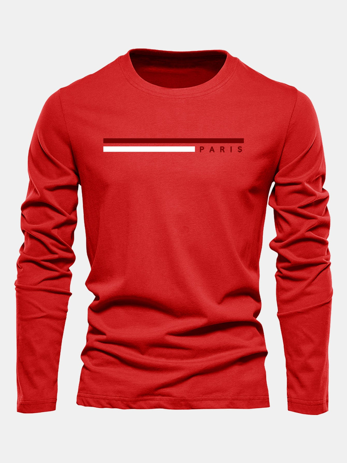 Camiseta de algodão com mangas longas, listras e estampa de Paris