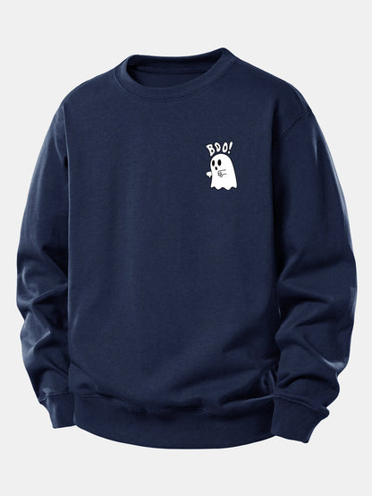BOO Ghost Print Relaxed Sweatshirt