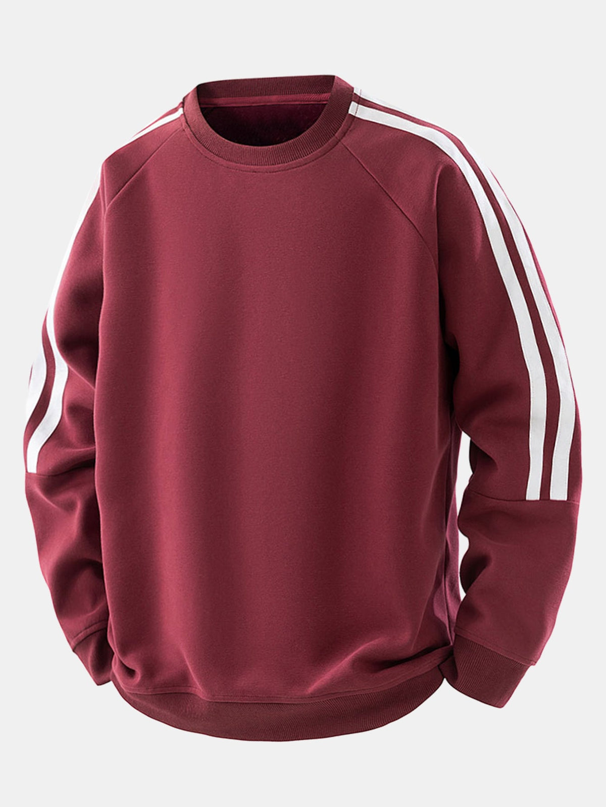 Moletom raglan vintage listrado de gola redonda e modelagem confortável