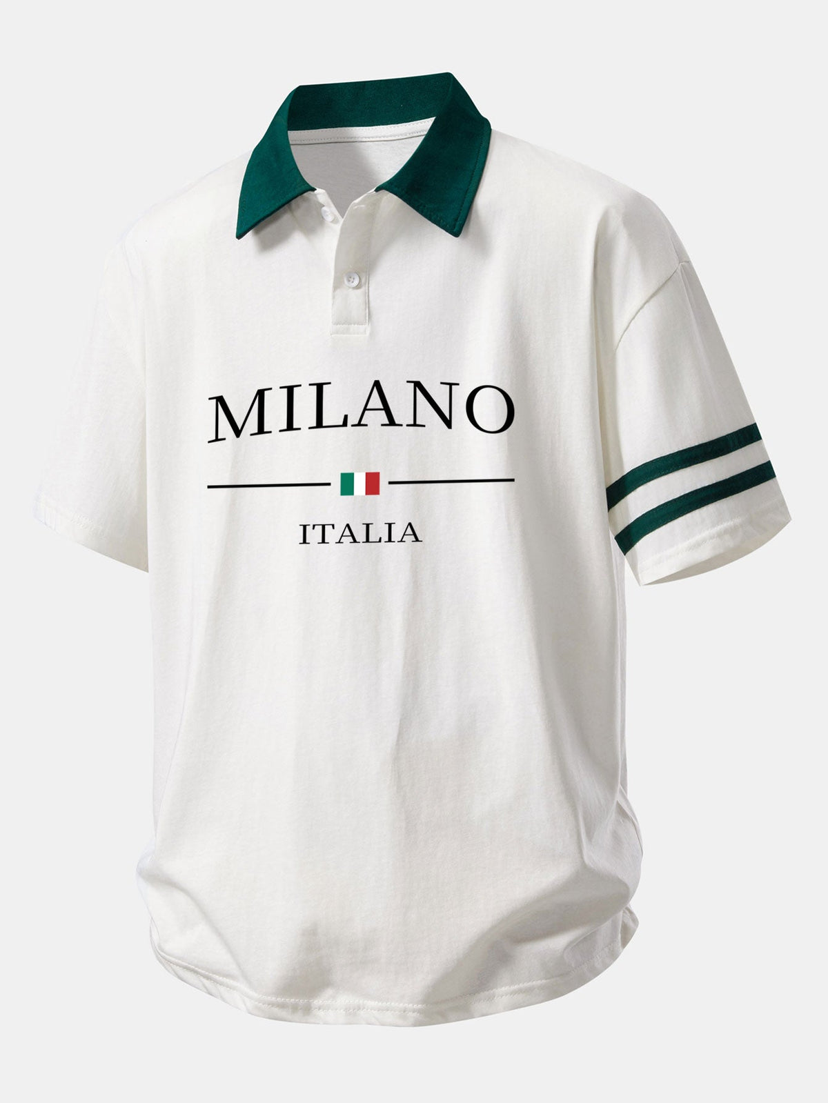 Camisa Polo com Gola Contrastante e Estampa Milano & Shorts de Algodão com Cordão de 7"