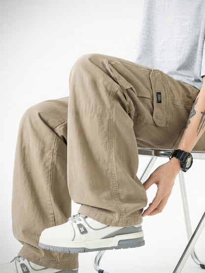 Vintage Washed Wide Leg Cargo Trousers