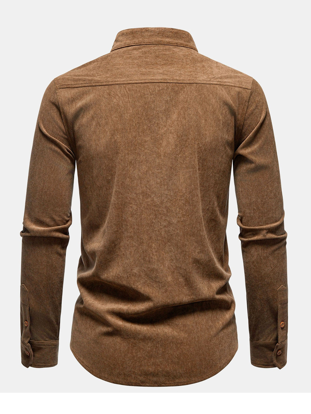 Camisa de veludo cotelê de manga longa com gola alta