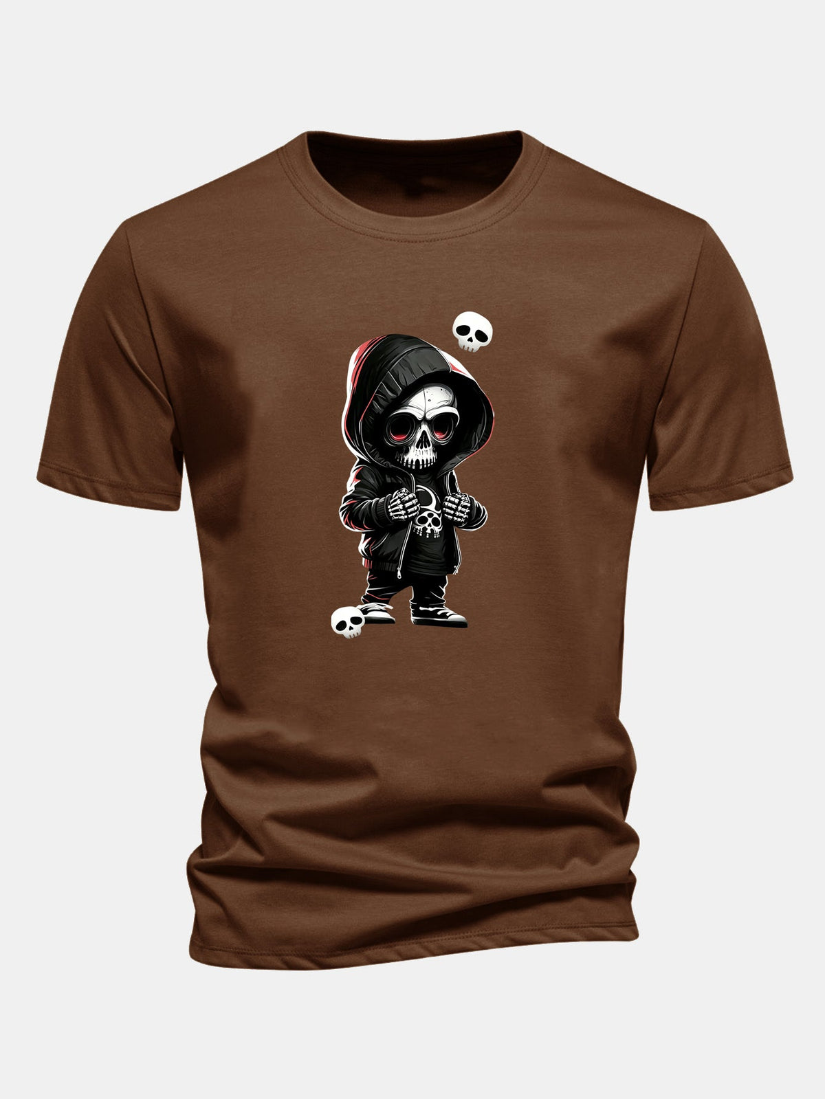 Grim Reaper Skeleton Print Cotton T-Shirt