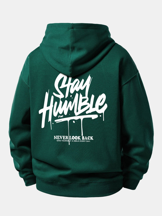 Moletom com capuz de caimento confortável com estampa “Stay Humble”