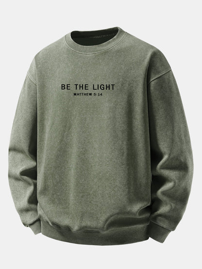 "Be The Light" Washed Distressed Sweatshirt