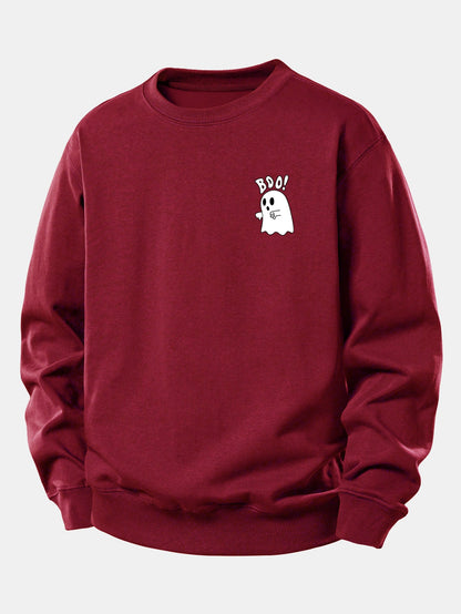 BOO Ghost Print Relaxed Sweatshirt