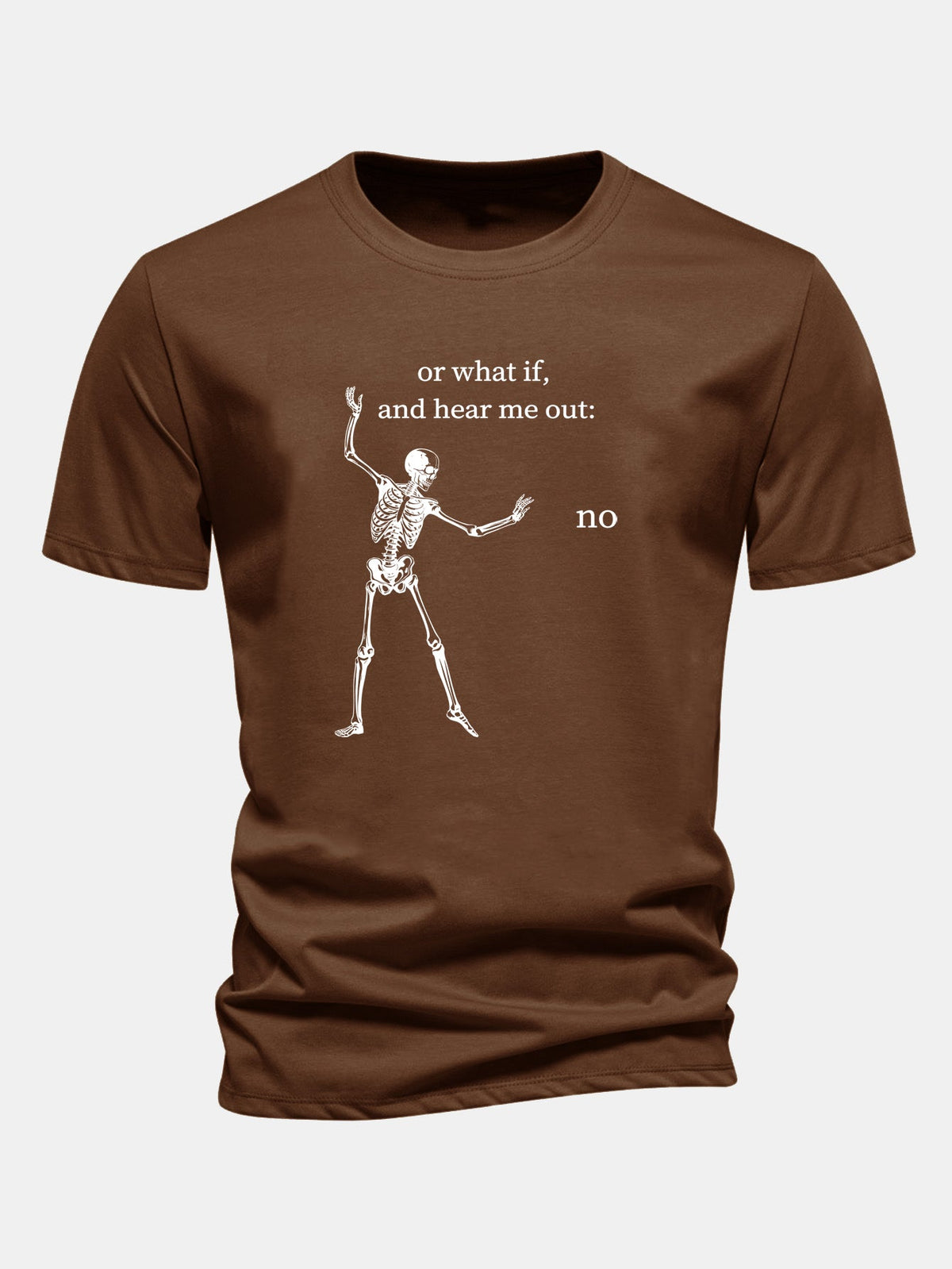 "Listen To What I Have To Say" Skeleton Print Cotton T-Shirt
