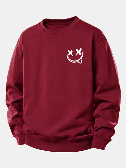 Smiley Print Relaxed Sweatshirt