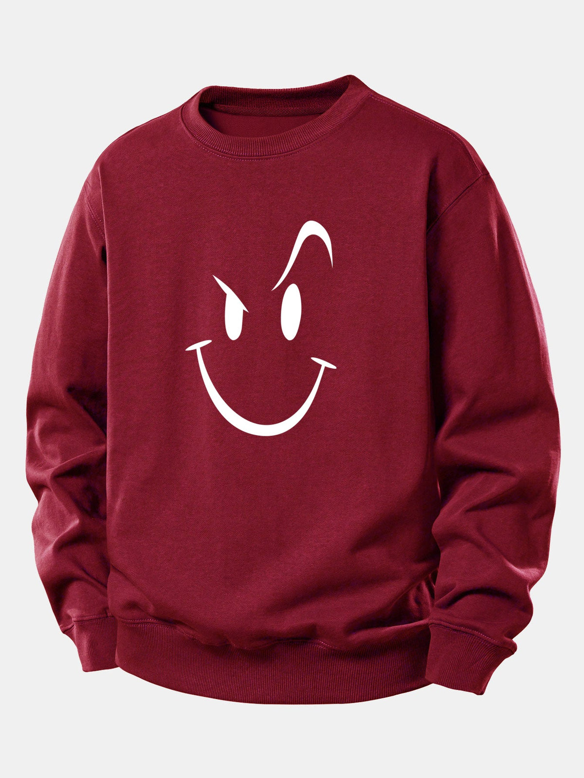 Moletom de caimento confortável com estampa de carinha sorridente