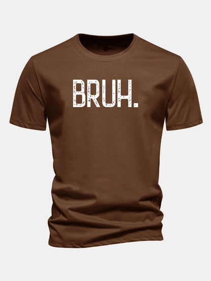 Camiseta de algodão com estampa Bruh e corte regular