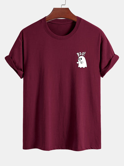 BOO Ghost Print Cotton T-Shirt