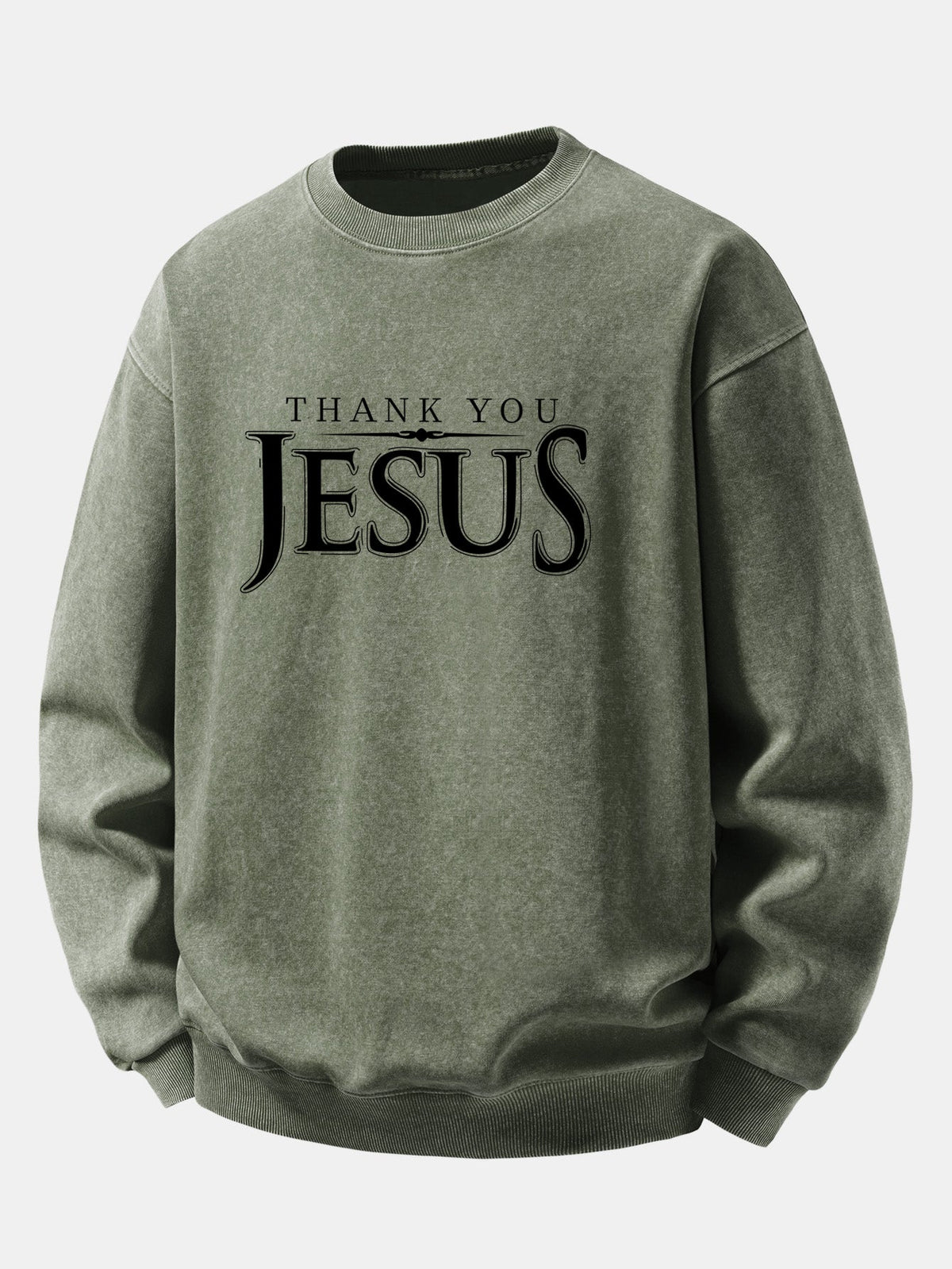 Jesus Print Washed Distressed Sweatshirt
