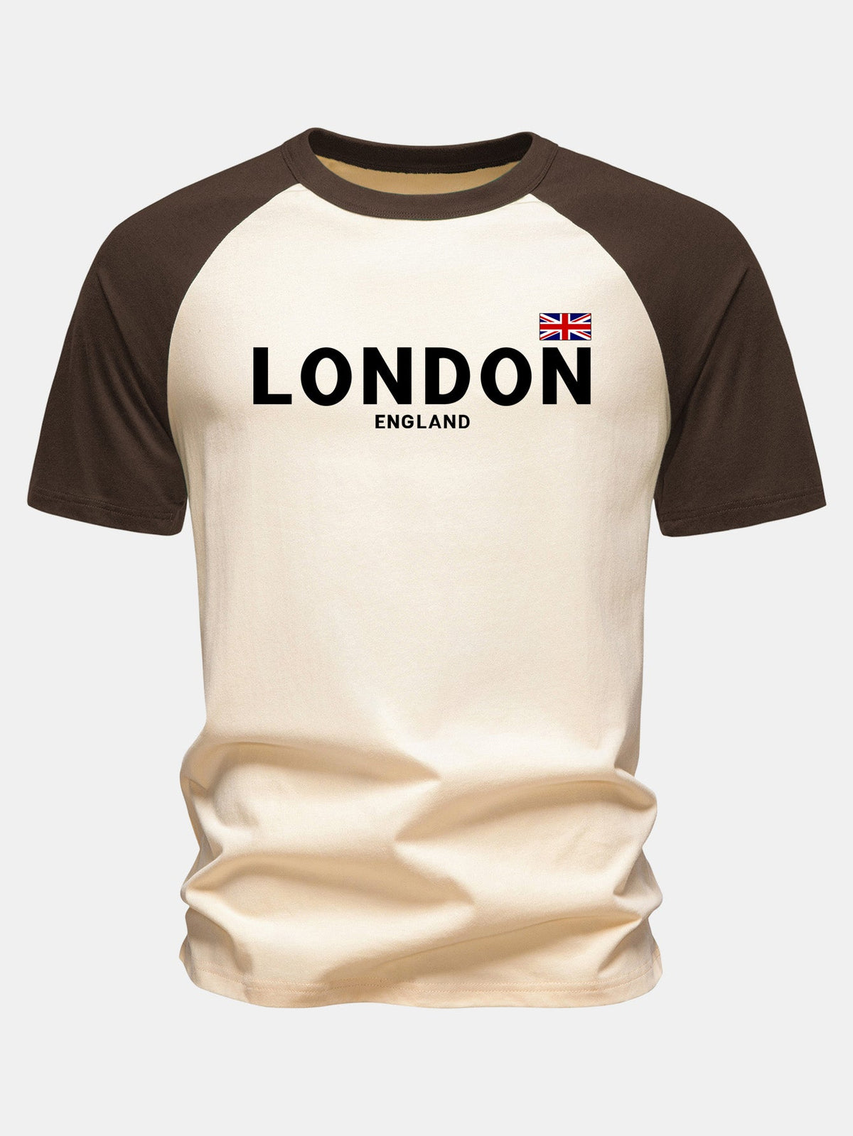 Camiseta de algodão estampada com mangas raglan, Londres, Inglaterra