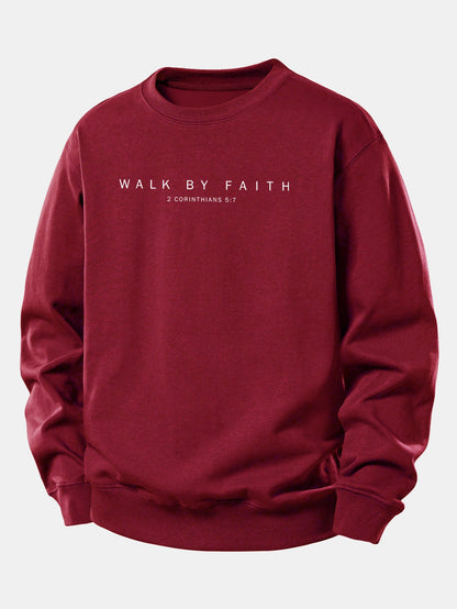 Moletom de caimento confortável com estampa “Walk By Faith”