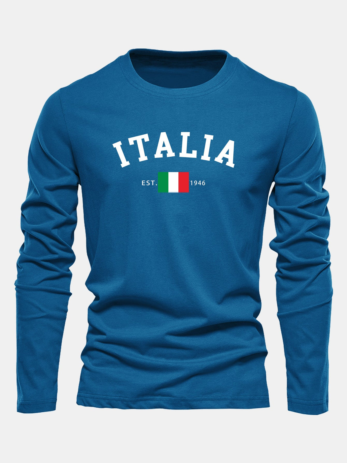 Camiseta de algodão de manga longa com estampa da Itália
