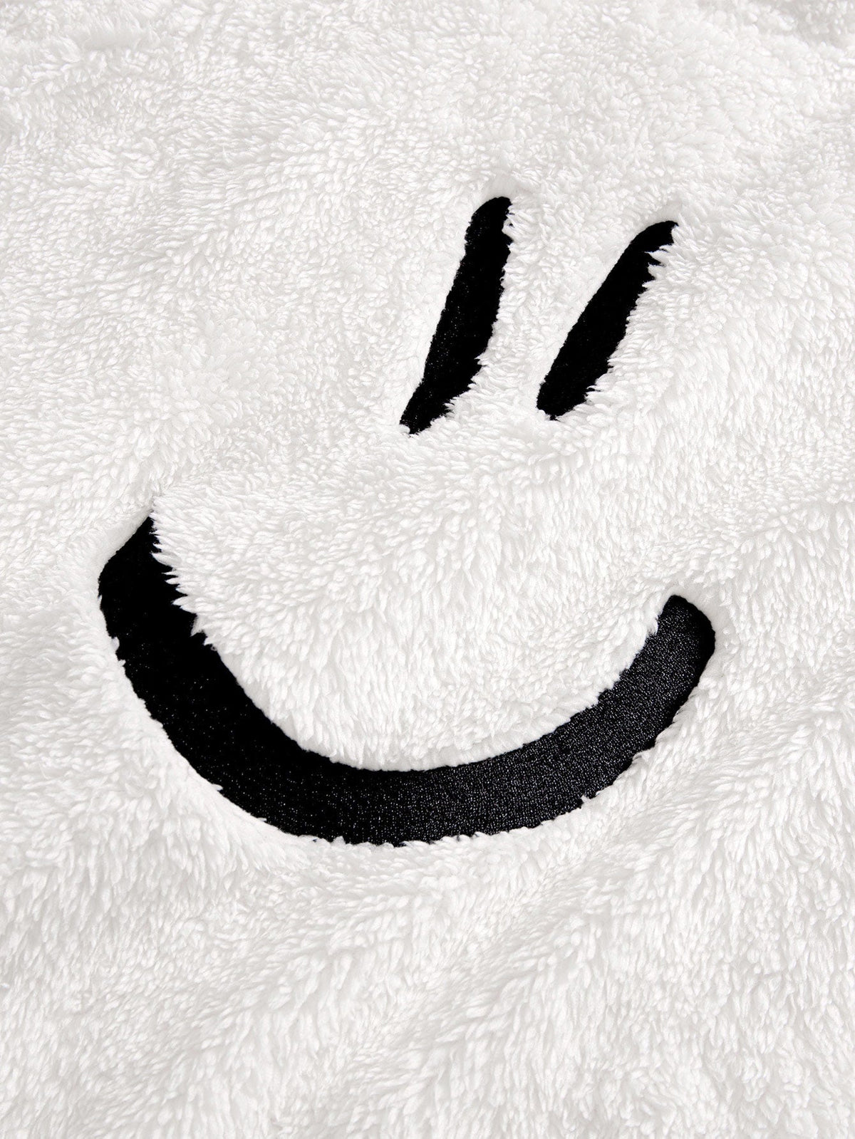 Embroidered Smiley Teddy Fleece Sweatshirt