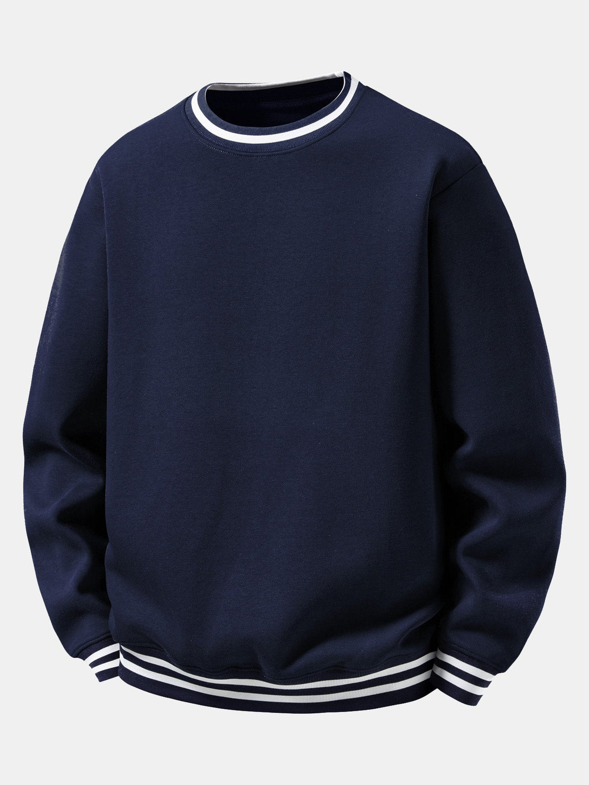 Striped Ribbed Crew Neck Sweatshirt