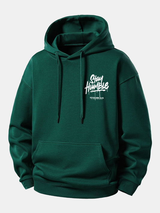 Moletom com capuz de caimento confortável com estampa “Stay Humble”