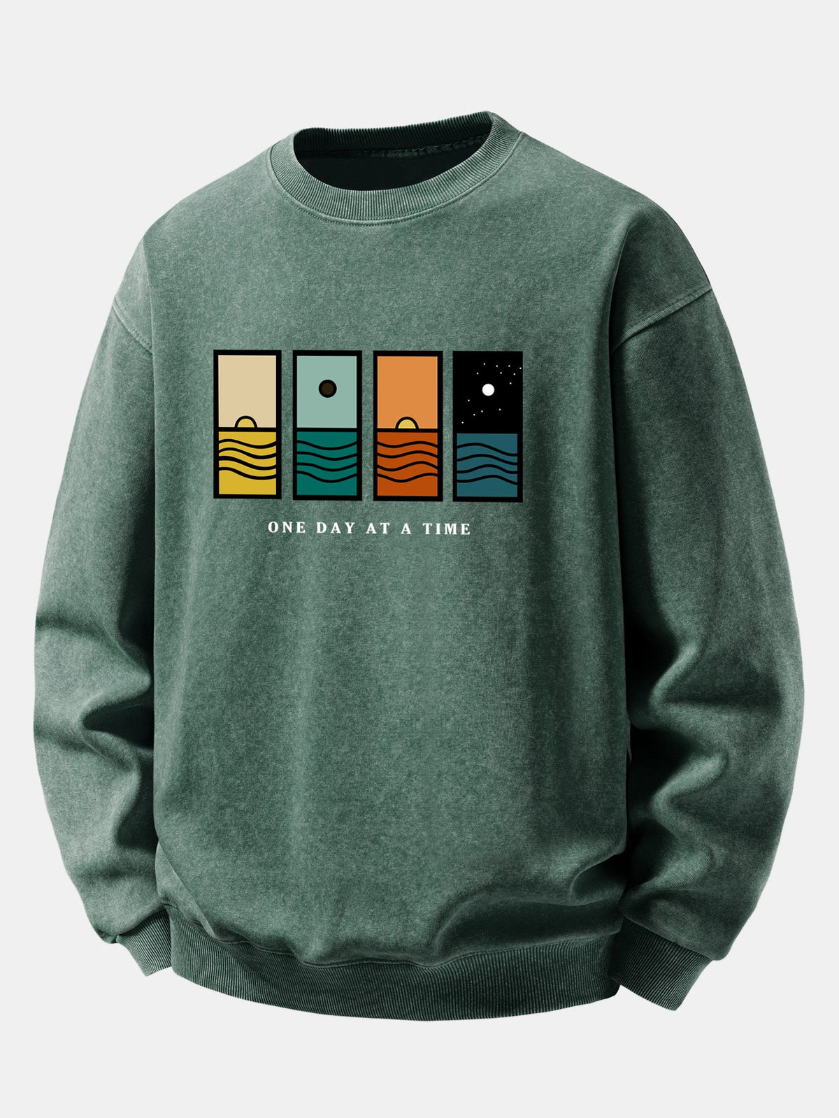 "One Day At A Time" Washed Distressed Sweatshirt