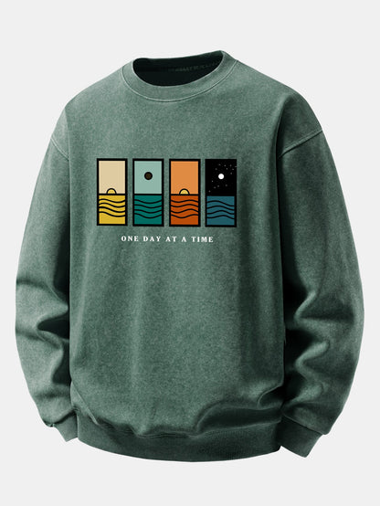 "One Day At A Time" Washed Distressed Sweatshirt